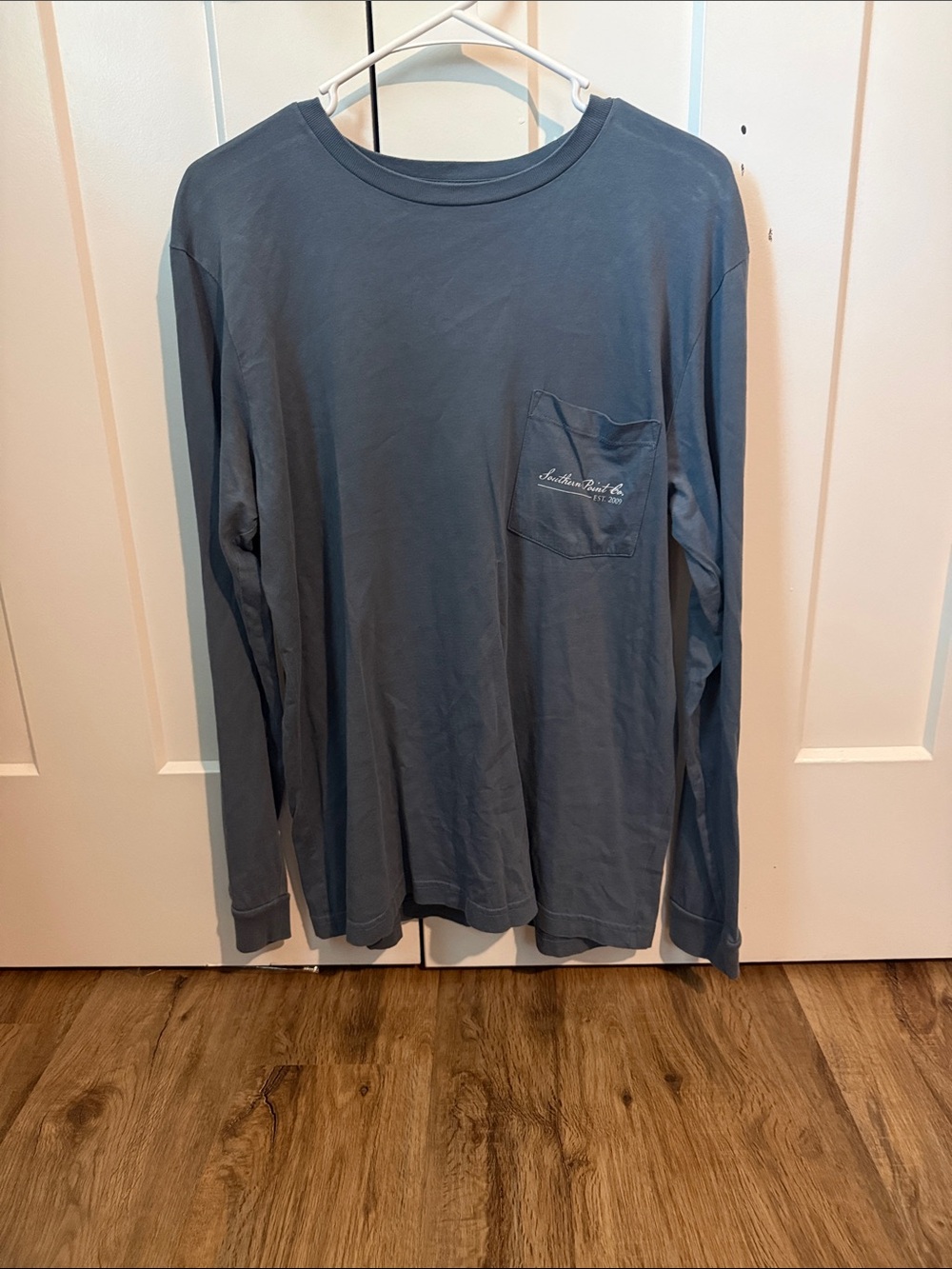 Men's Long-Sleeve Pocket Tee in Slate Blue